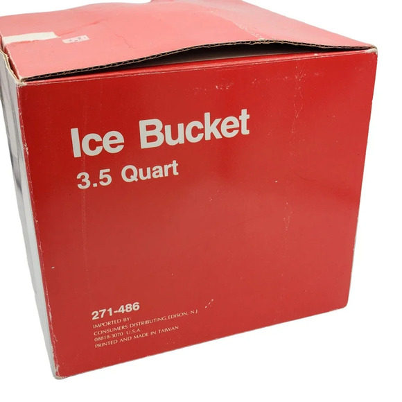 Vintage Pheonix Christmas Tree 3.5 Quart Covered Ice bucket with Tongs & Box HTF - Picture 9 of 13